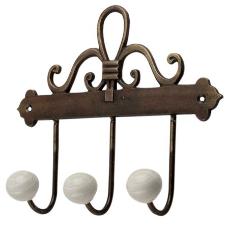 Cream White Strip Ceramic Iron Hook (Set Of One Piece)